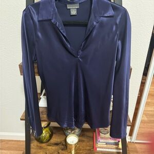 Banana Republic Women's Deep Blue Silk Blouse